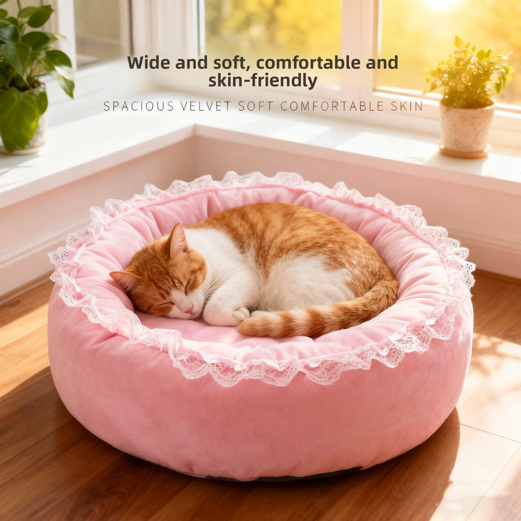Winter Thickened Semi-Enclosed Cat Cave - Safe & Warm Pet Bed House for Cats & Dogs (All Seasons)