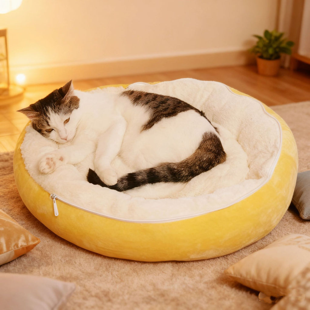 Winter Warm Cat Bed - Thickened Semi-Enclosed Sleeping Bag, Removable Washable & Cozy Cave for Security