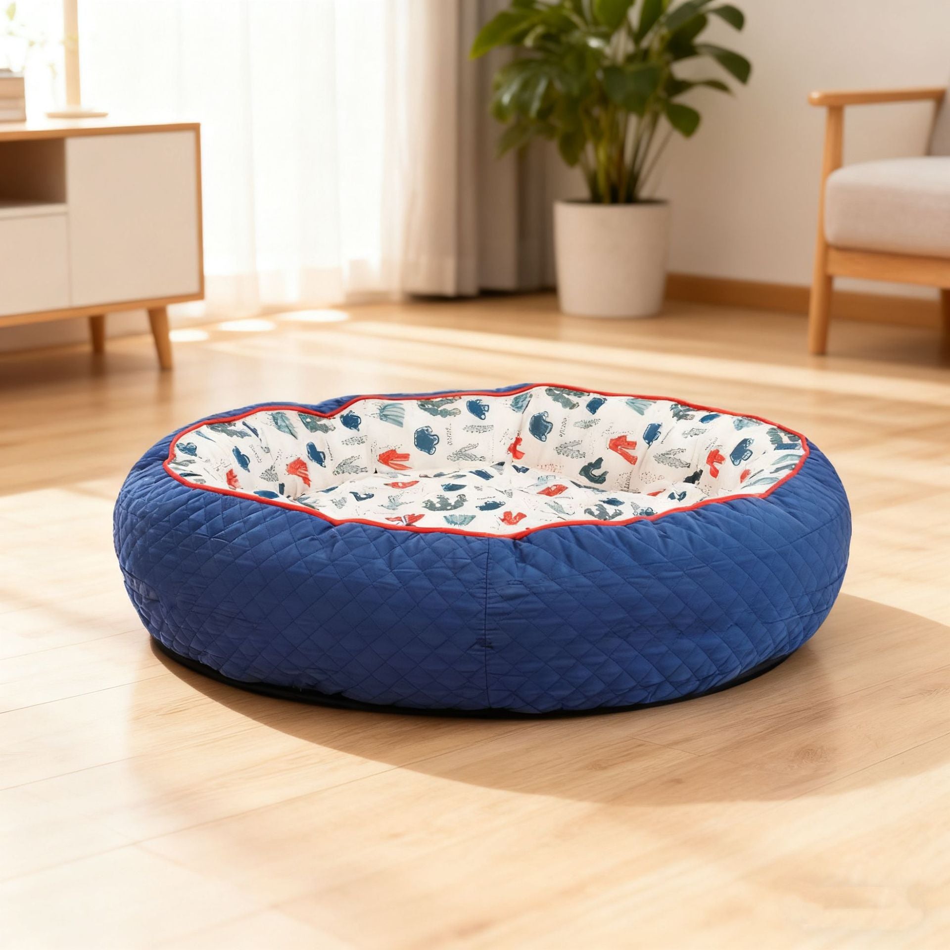 Semi-Enclosed Pet Bed for Small Dogs (Teddy/Bichon) & Cats - All-Season Warm Cushion