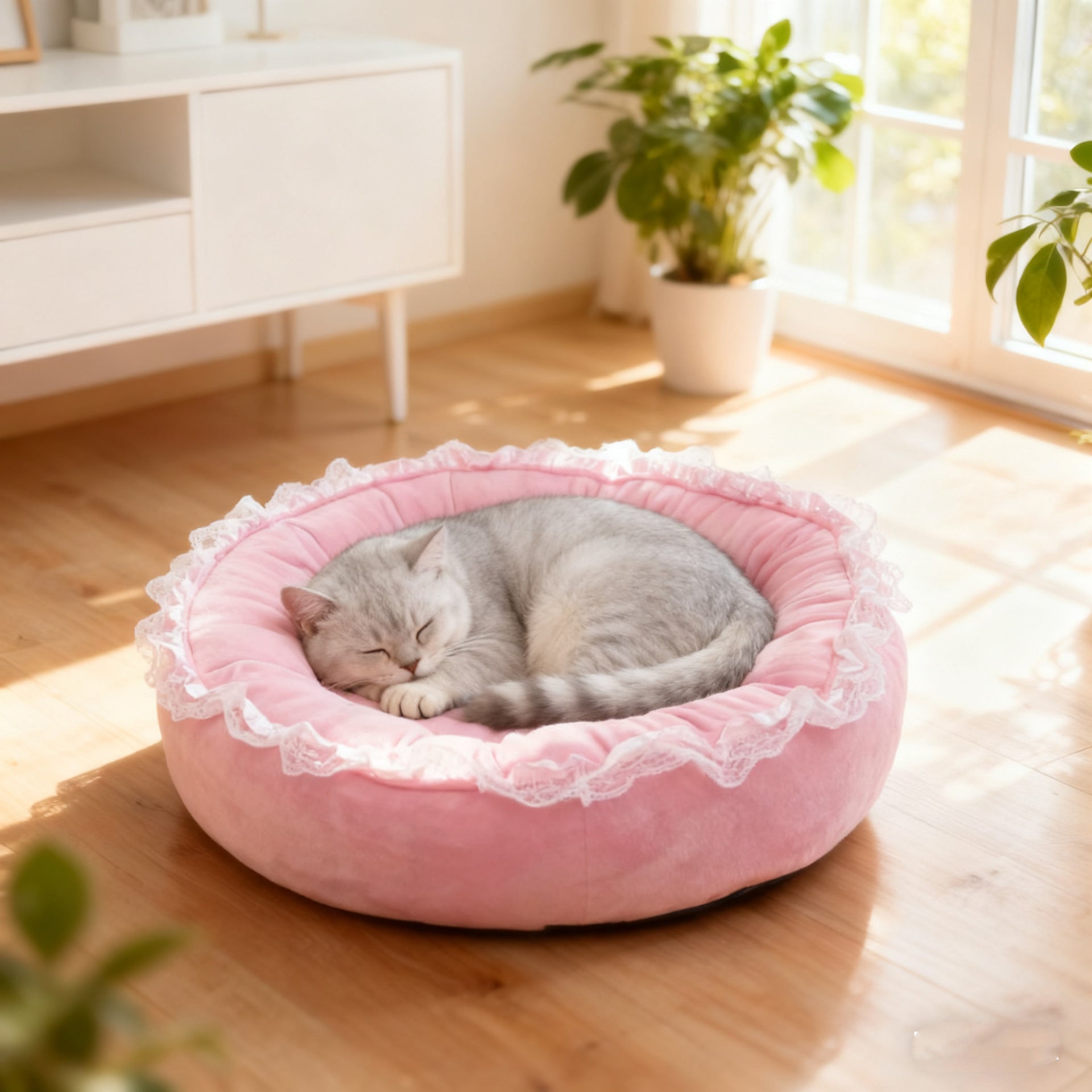 Winter Thickened Semi-Enclosed Cat Cave - Safe & Warm Pet Bed House for Cats & Dogs (All Seasons)