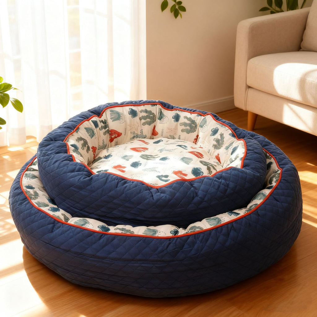 Semi-Enclosed Pet Bed for Small Dogs (Teddy/Bichon) & Cats - All-Season Warm Cushion