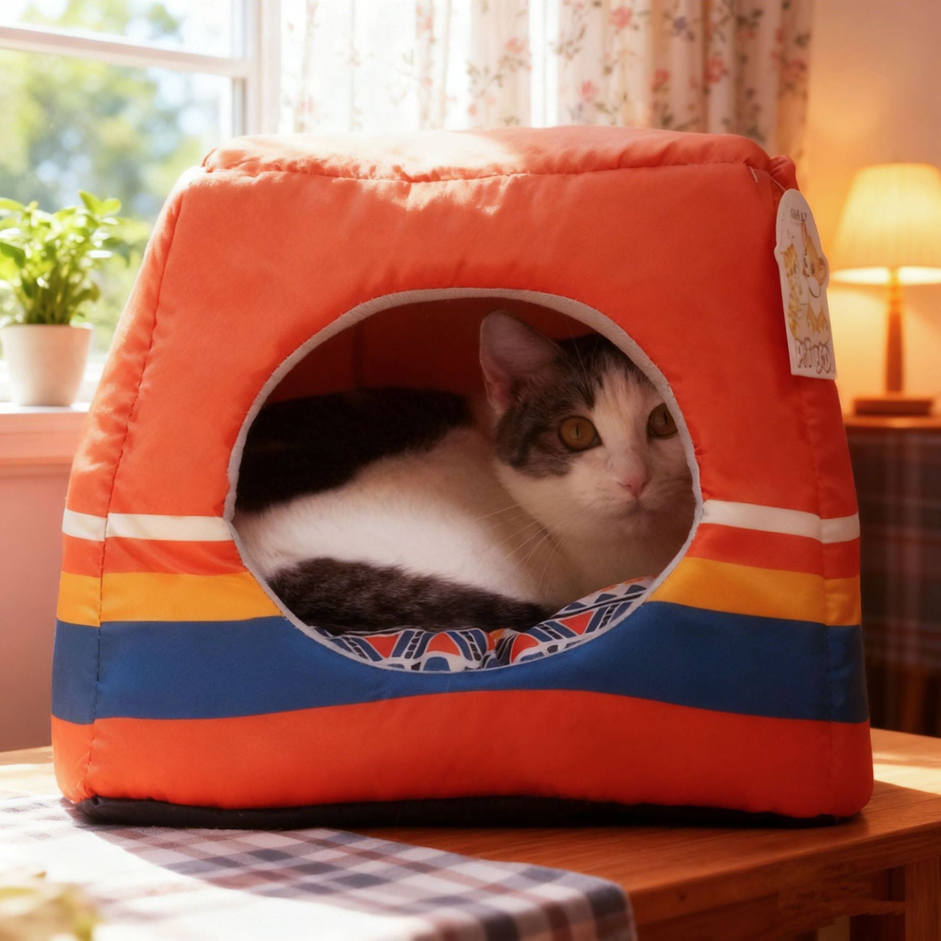 Cozy Enclosed Cat House: Winter Warm & Foldable 2-in-1 Pet Villa Bed for Cats and Dogs (All Seasons)