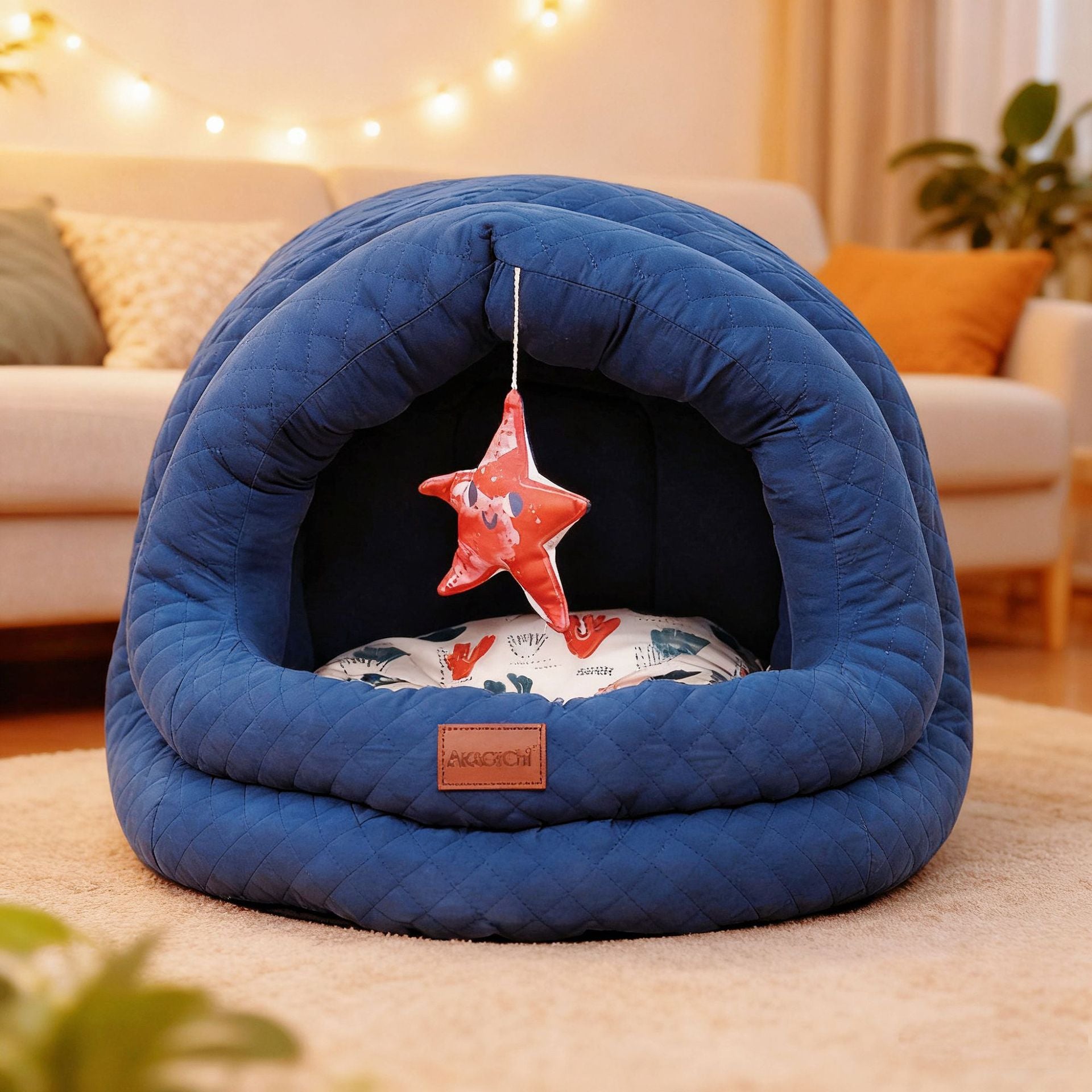 Semi-Enclosed Pet Bed for Small Dogs (Teddy/Bichon) & Cats - All-Season Warm Cushion