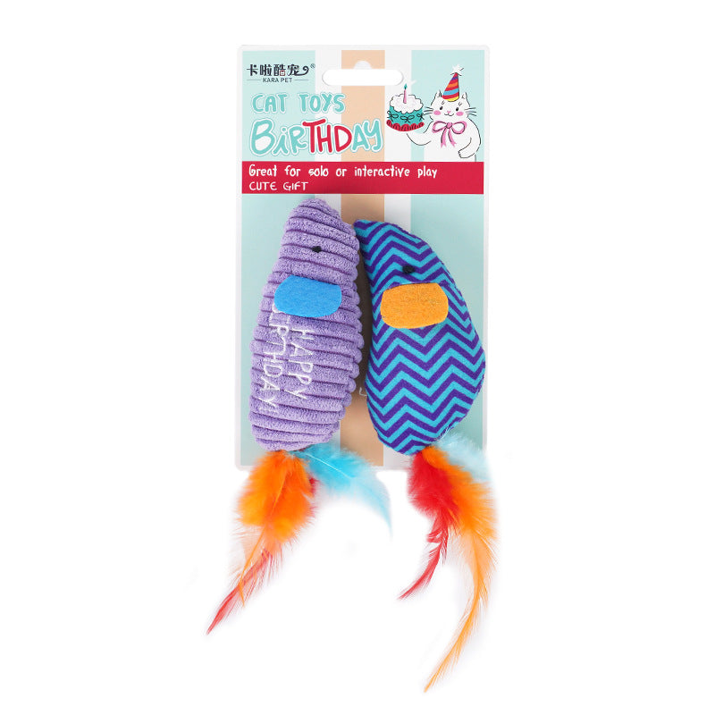 Cat Toy 2-Pack Set: Simulation Mouse & Teaser Wand for Self-Entertainment, Boredom Relief & Teething – Interactive Pet Toys for Kittens