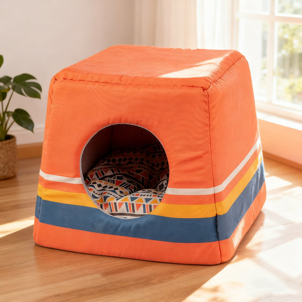 Cozy Enclosed Cat House: Winter Warm & Foldable 2-in-1 Pet Villa Bed for Cats and Dogs (All Seasons)