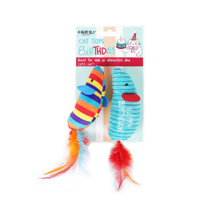 Cat Toy 2-Pack Set: Simulation Mouse & Teaser Wand for Self-Entertainment, Boredom Relief & Teething – Interactive Pet Toys for Kittens