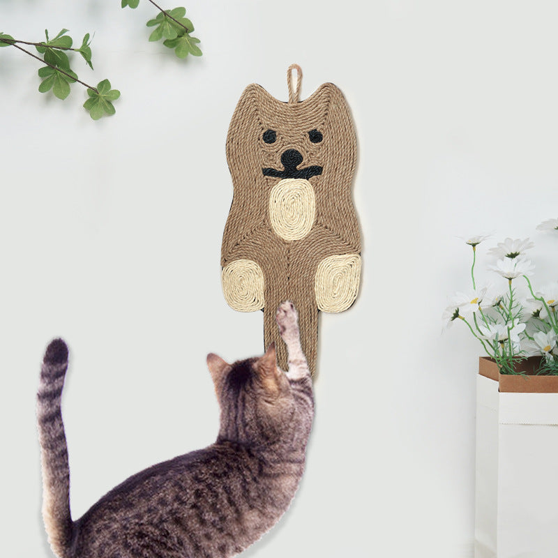 Sisal Cat Scratching Pad - Bear Head Round Wall-Mounted Board, Durable & No Mess, Cat Toy