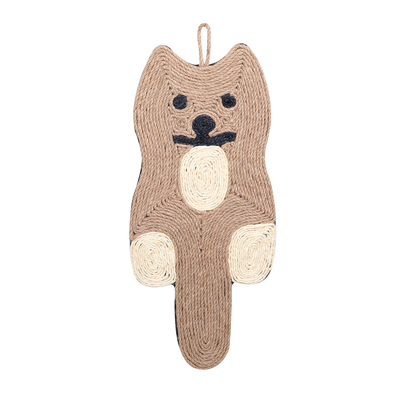 Sisal Cat Scratching Pad - Bear Head Round Wall-Mounted Board, Durable & No Mess, Cat Toy