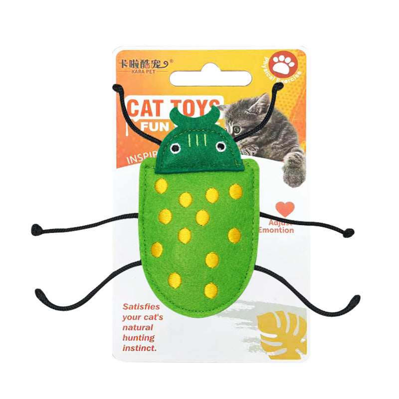 New Realistic Felt Cat Toys (Bee & Ladybug) with Catnip & Bells – Durable Chewing & Boredom Buster for Interactive Play