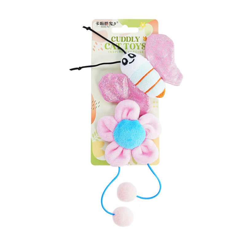 Catnip Caterpillar Toy Set with Crinkle Paper & Squeakers – Interactive Teaser Wand for Kittens & Boredom Relief – Durable Teething Chew Toys for Cats