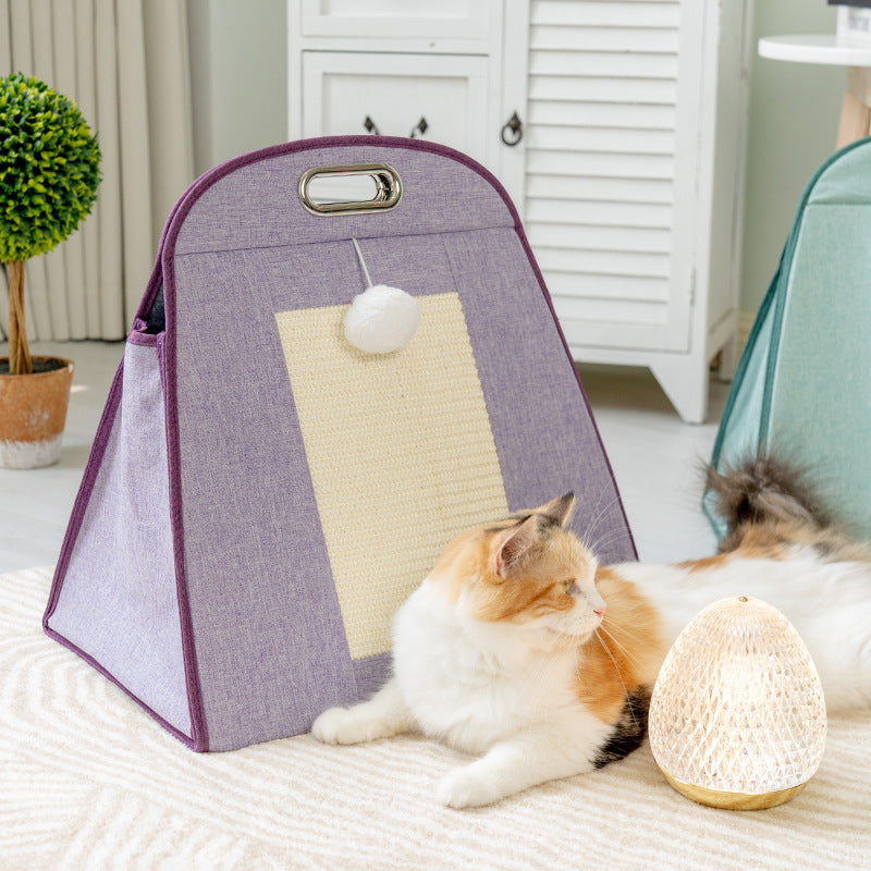 Versatile 3-in-1 Cat Travel Bag: Portable Carrier, Cozy Bed & Scratching Post for Cats