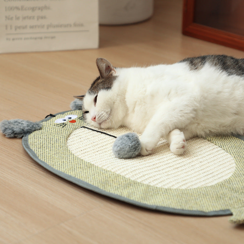 Sisal Cat Scratching Pad - Bear Head Round Wall-Mounted Board, Durable & No Mess, Cat Toy