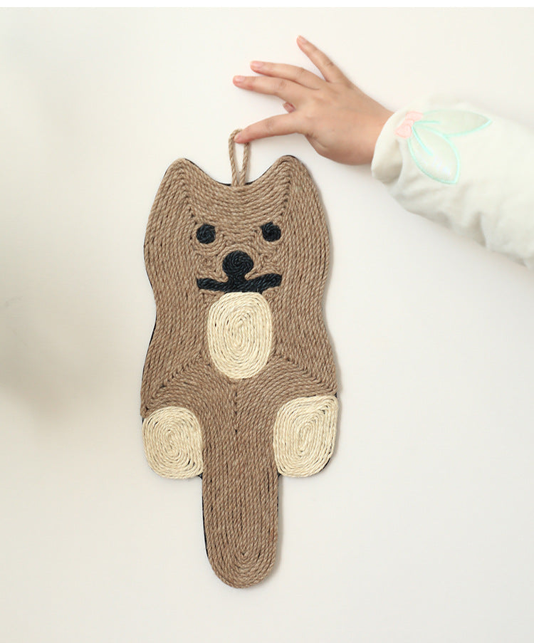 Sisal Cat Scratching Pad - Bear Head Round Wall-Mounted Board, Durable & No Mess, Cat Toy