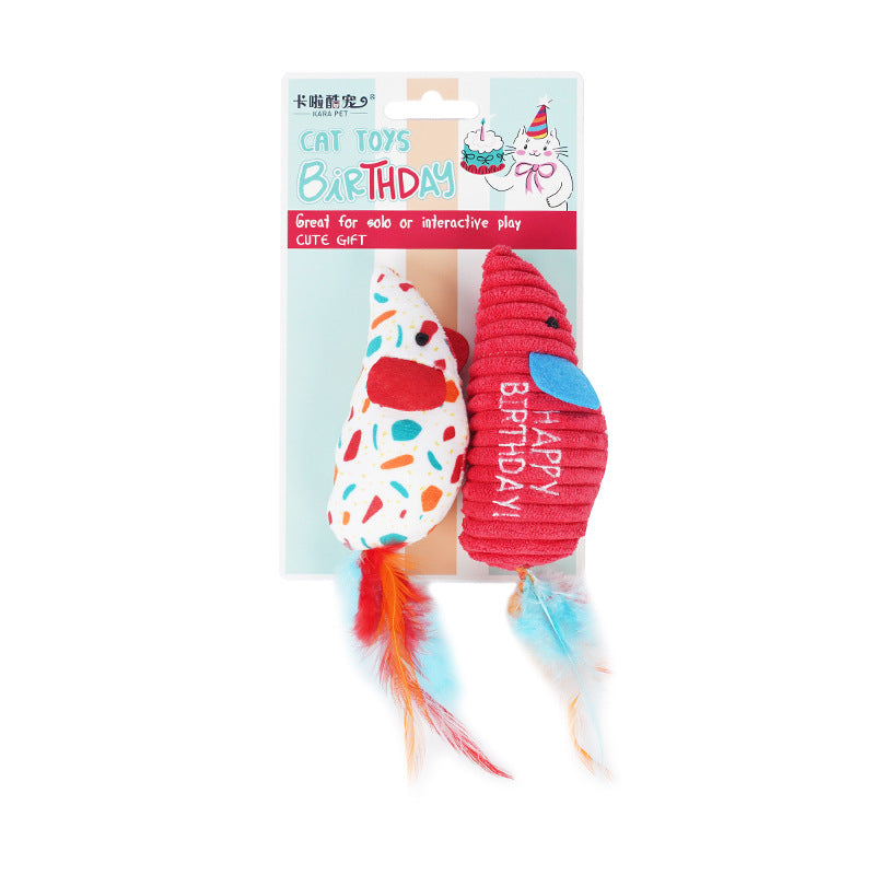 Cat Toy 2-Pack Set: Simulation Mouse & Teaser Wand for Self-Entertainment, Boredom Relief & Teething – Interactive Pet Toys for Kittens