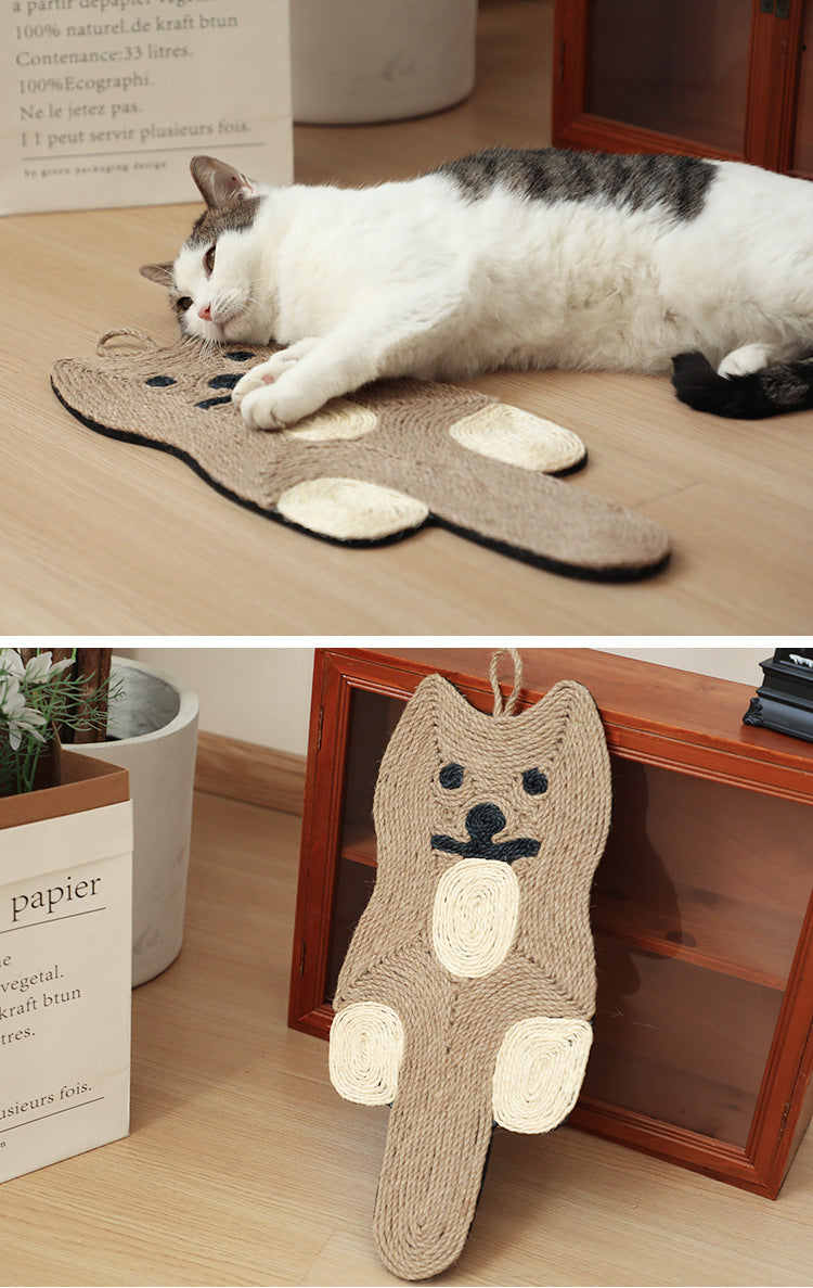 Sisal Cat Scratching Pad - Bear Head Round Wall-Mounted Board, Durable & No Mess, Cat Toy