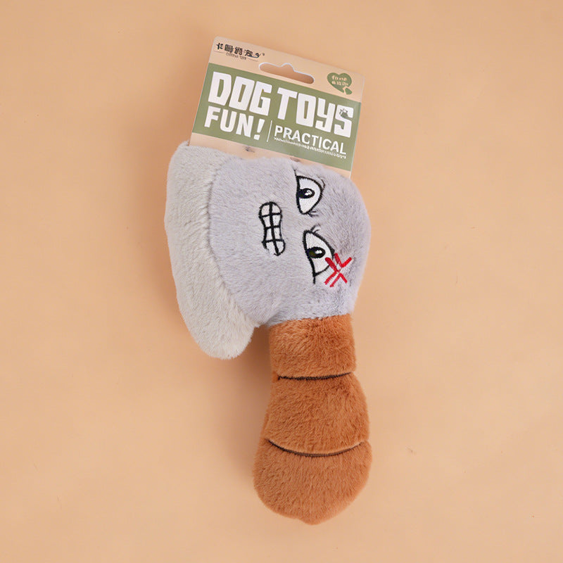 Funny Expression Plush Squeaky Toy for Small & Medium Dogs (Corgi/Frenchie) - Interactive Self-Amusement Puzzle