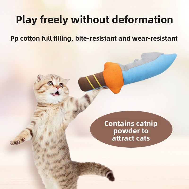 New Cat Toy - Realistic Knife Design, Catnip Teaser Stick for Boredom Relief & Teeth Grinding