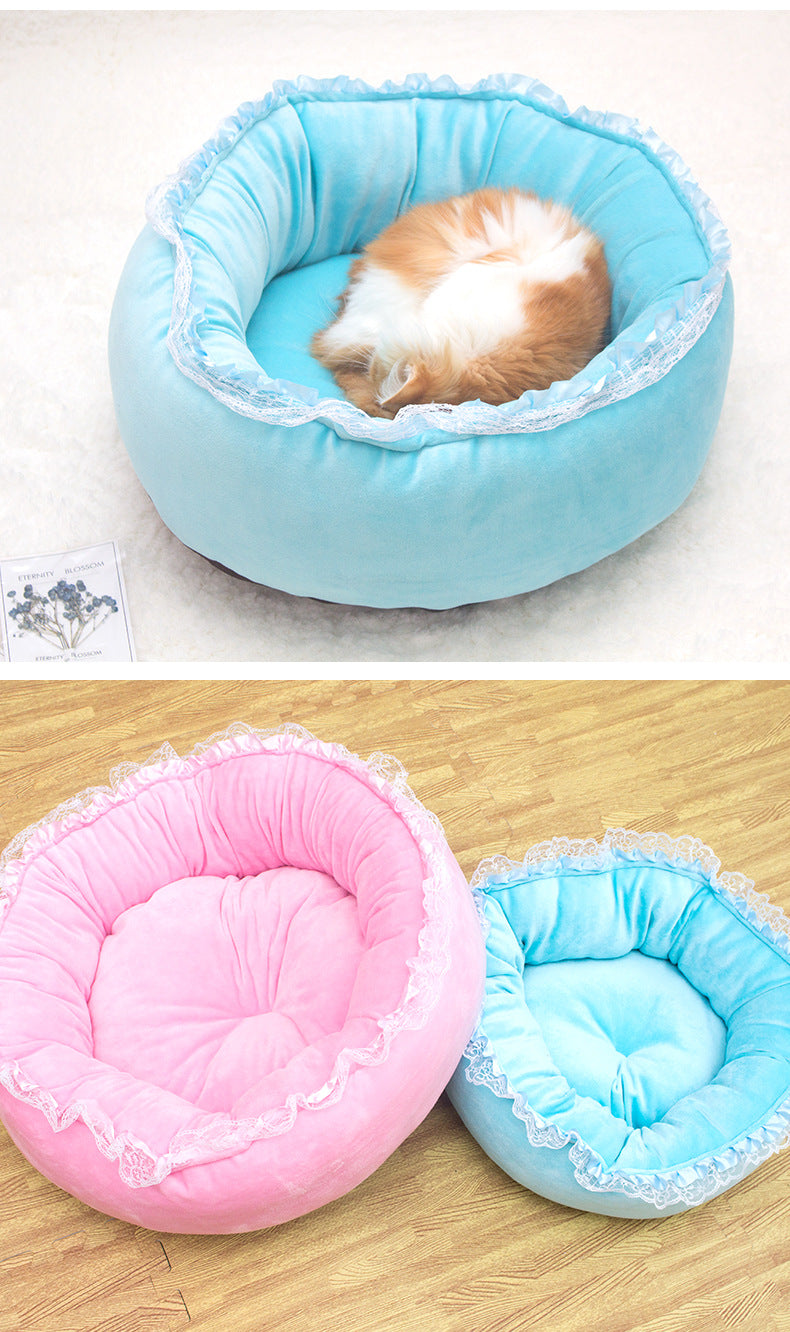 Winter Thickened Semi-Enclosed Cat Cave - Safe & Warm Pet Bed House for Cats & Dogs (All Seasons)