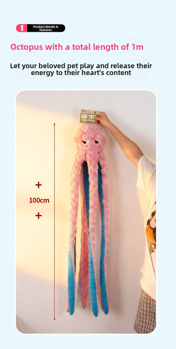 Giant 1-Meter Squeaky Octopus Dog Toy – Durable Tug-of-War & Dental Chew for Large Breeds (Golden Retrievers, etc.)
