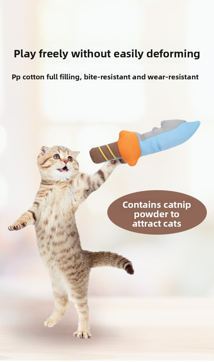 New Cat Toy - Realistic Knife Design, Catnip Teaser Stick for Boredom Relief & Teeth Grinding
