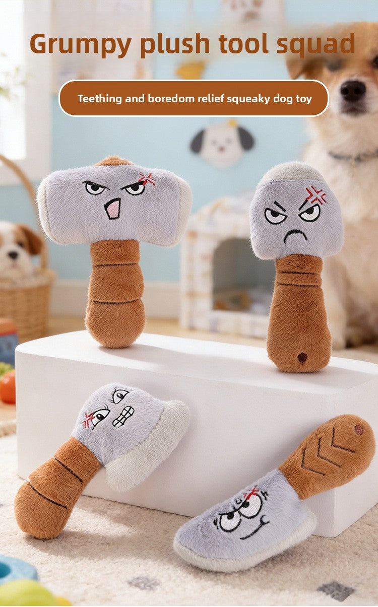 Funny Expression Plush Squeaky Toy for Small & Medium Dogs (Corgi/Frenchie) - Interactive Self-Amusement Puzzle