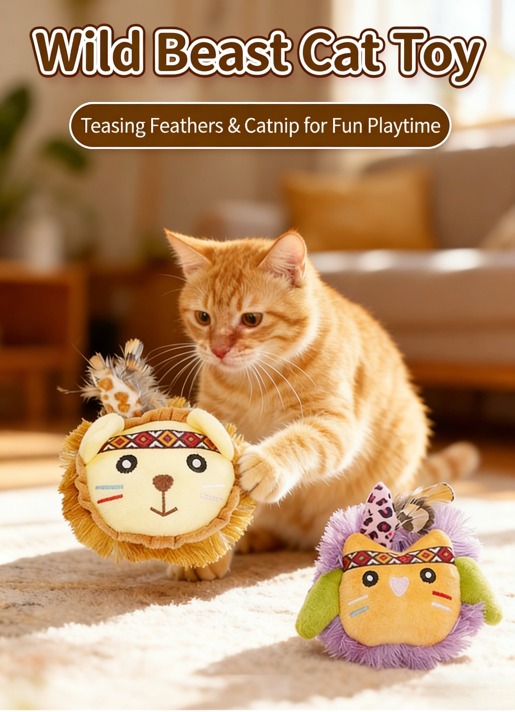 Interactive Catnip Wand Toy with Plush Tassels – Fun Biting & Chewing Toy for Kittens & Cats to Relieve Boredom