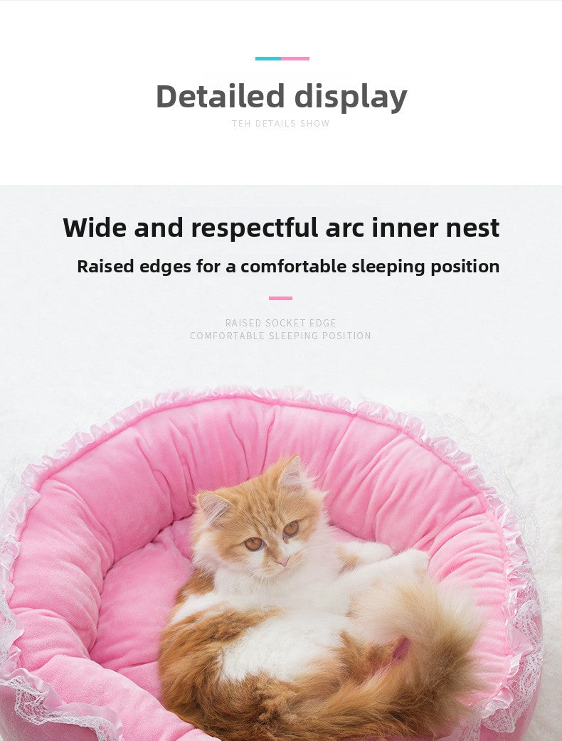 Winter Thickened Semi-Enclosed Cat Cave - Safe & Warm Pet Bed House for Cats & Dogs (All Seasons)