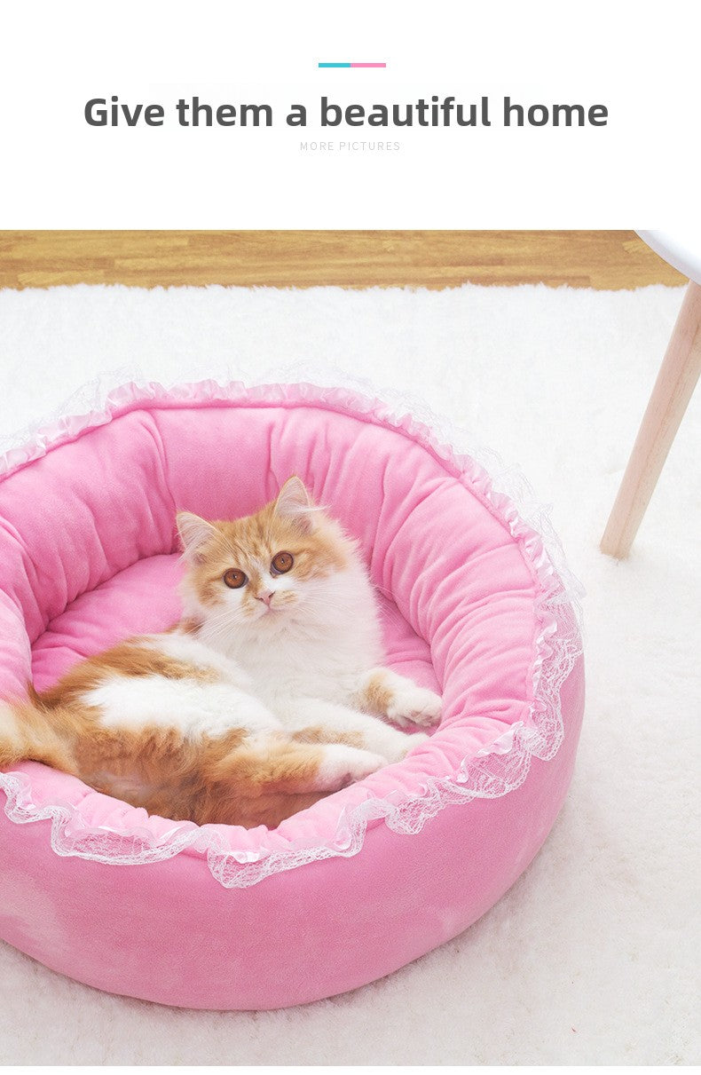 Winter Thickened Semi-Enclosed Cat Cave - Safe & Warm Pet Bed House for Cats & Dogs (All Seasons)