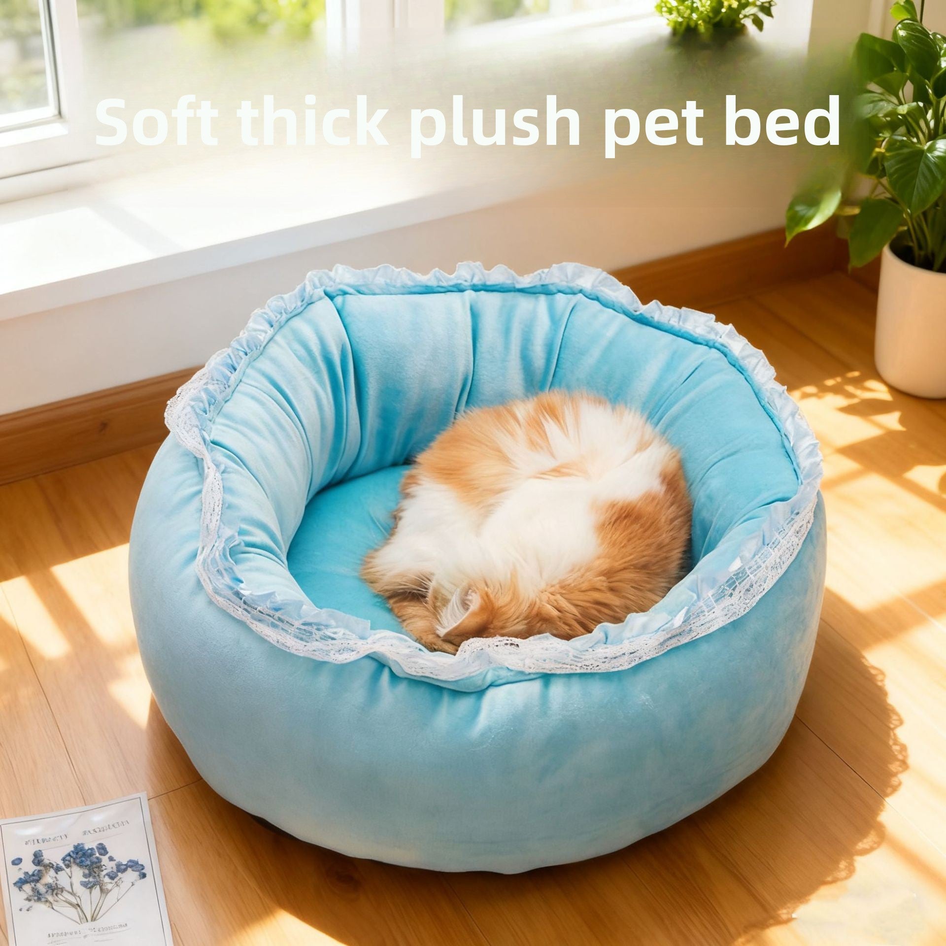 Winter Thickened Semi-Enclosed Cat Cave - Safe & Warm Pet Bed House for Cats & Dogs (All Seasons)