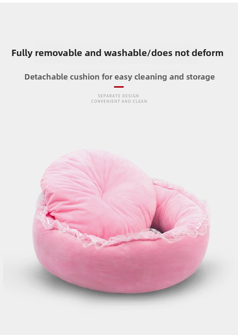 Winter Thickened Semi-Enclosed Cat Cave - Safe & Warm Pet Bed House for Cats & Dogs (All Seasons)