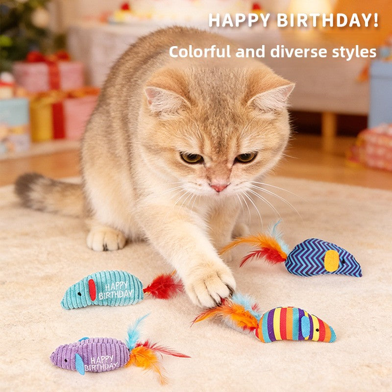 Cat Toy 2-Pack Set: Simulation Mouse & Teaser Wand for Self-Entertainment, Boredom Relief & Teething – Interactive Pet Toys for Kittens