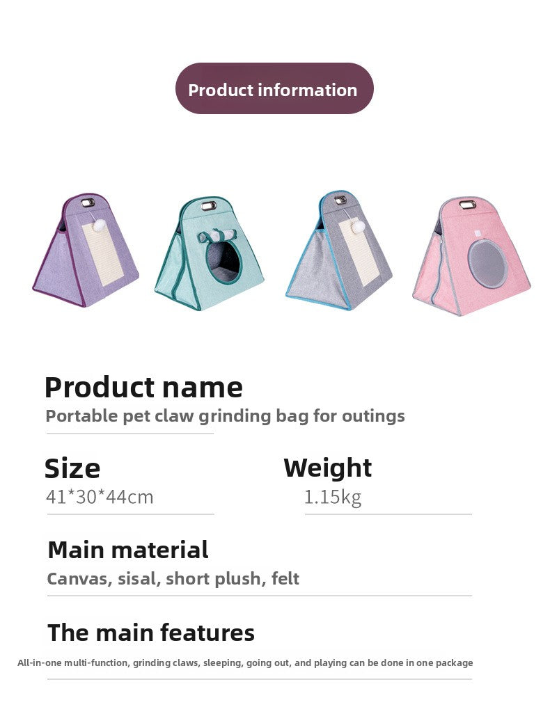 Versatile 3-in-1 Cat Travel Bag: Portable Carrier, Cozy Bed & Scratching Post for Cats