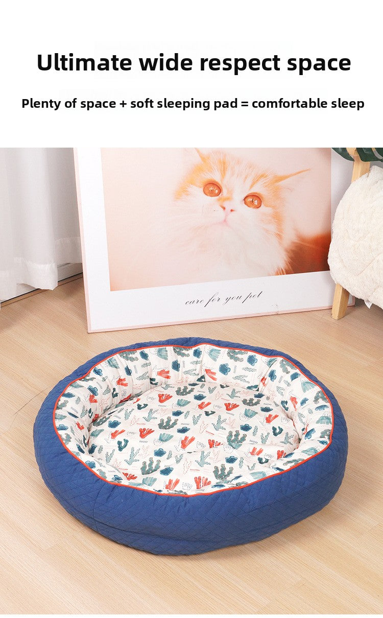 Semi-Enclosed Pet Bed for Small Dogs (Teddy/Bichon) & Cats - All-Season Warm Cushion