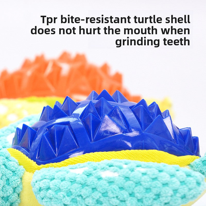 Interactive Plush Dog Toy with TPR Chew & Squeaker – Durable Teething & Dental Training for Boredom Relief