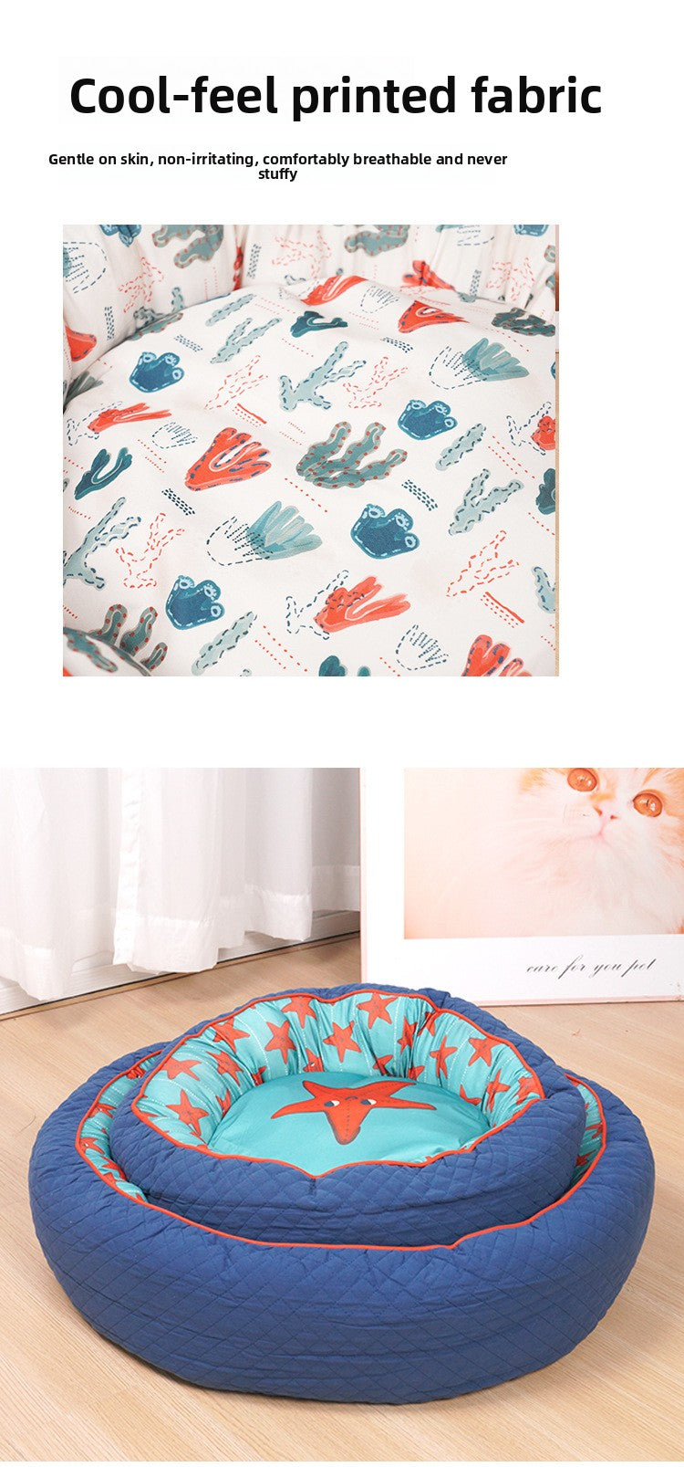 Semi-Enclosed Pet Bed for Small Dogs (Teddy/Bichon) & Cats - All-Season Warm Cushion