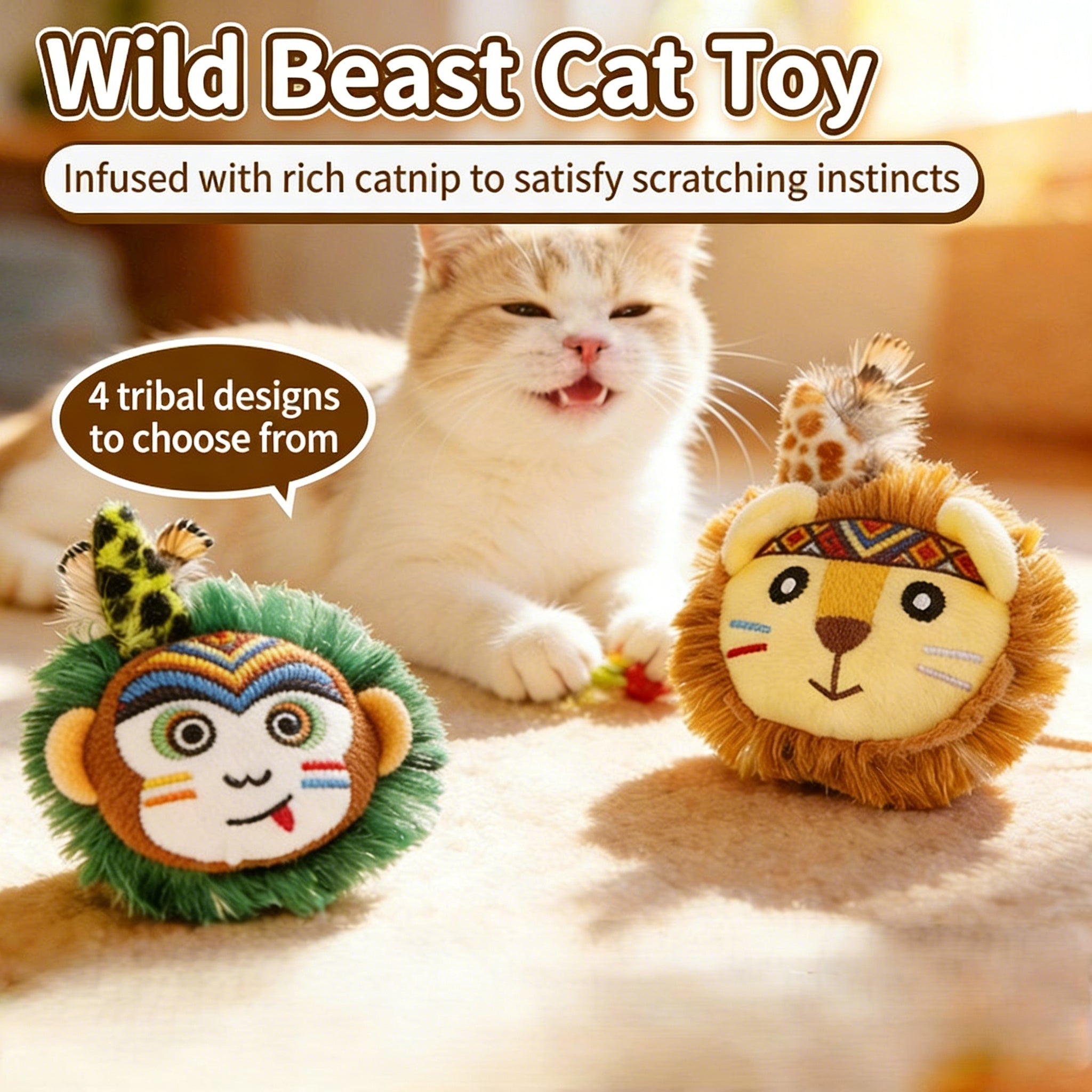 Interactive Catnip Wand Toy with Plush Tassels – Fun Biting & Chewing Toy for Kittens & Cats to Relieve Boredom