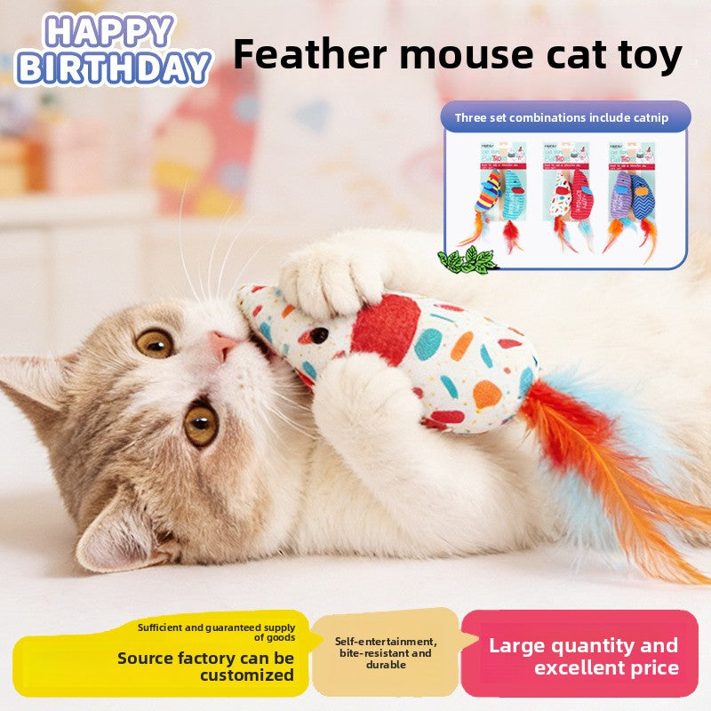 Cat Toy 2-Pack Set: Simulation Mouse & Teaser Wand for Self-Entertainment, Boredom Relief & Teething – Interactive Pet Toys for Kittens