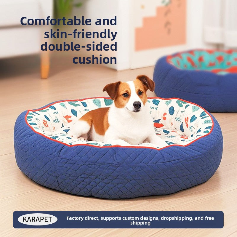 Semi-Enclosed Pet Bed for Small Dogs (Teddy/Bichon) & Cats - All-Season Warm Cushion