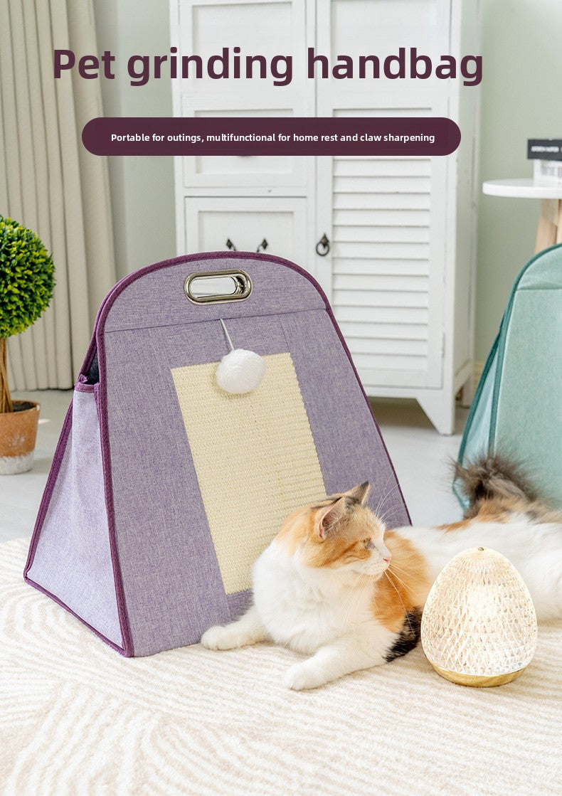 Versatile 3-in-1 Cat Travel Bag: Portable Carrier, Cozy Bed & Scratching Post for Cats