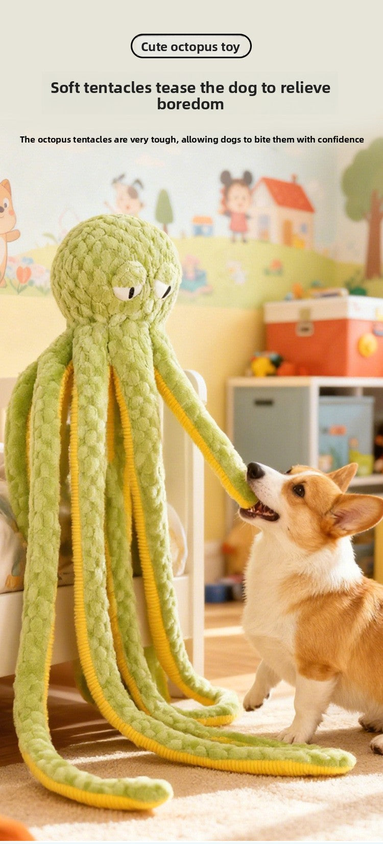 Giant 1-Meter Squeaky Octopus Dog Toy – Durable Tug-of-War & Dental Chew for Large Breeds (Golden Retrievers, etc.)